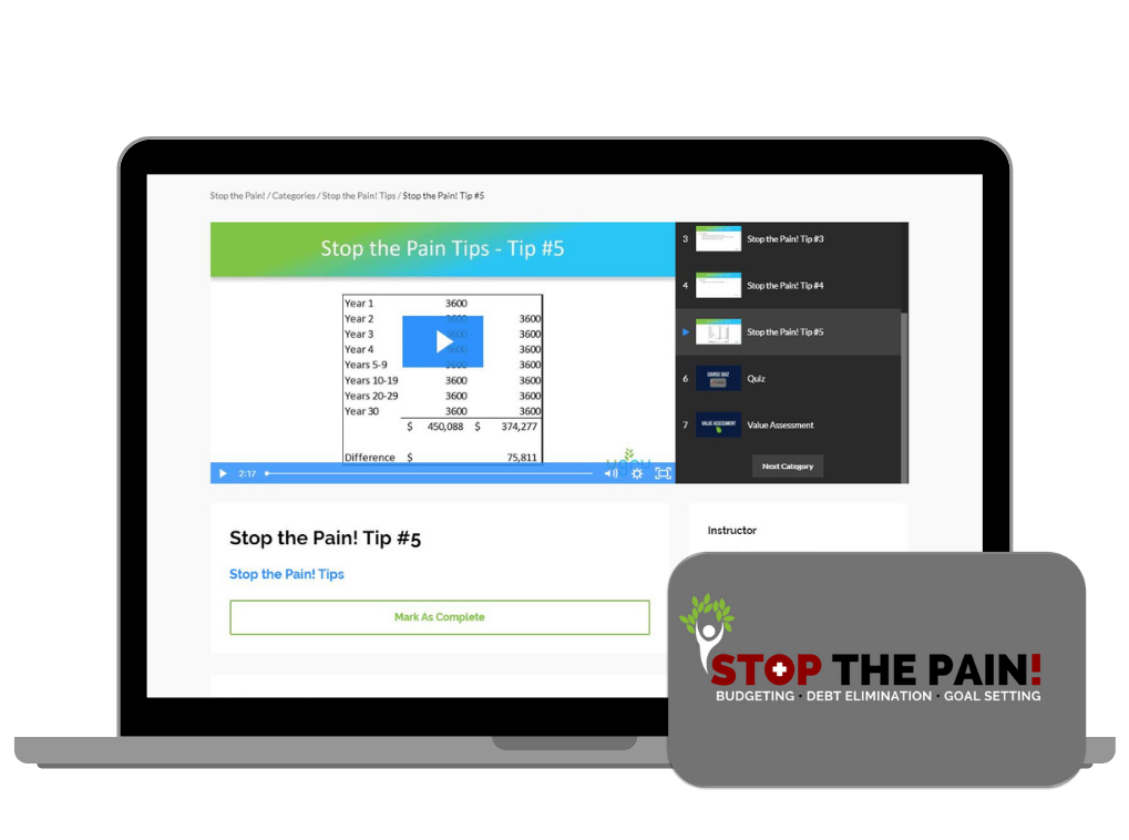 Stop fearing your financial future with Stop the Pain! course now